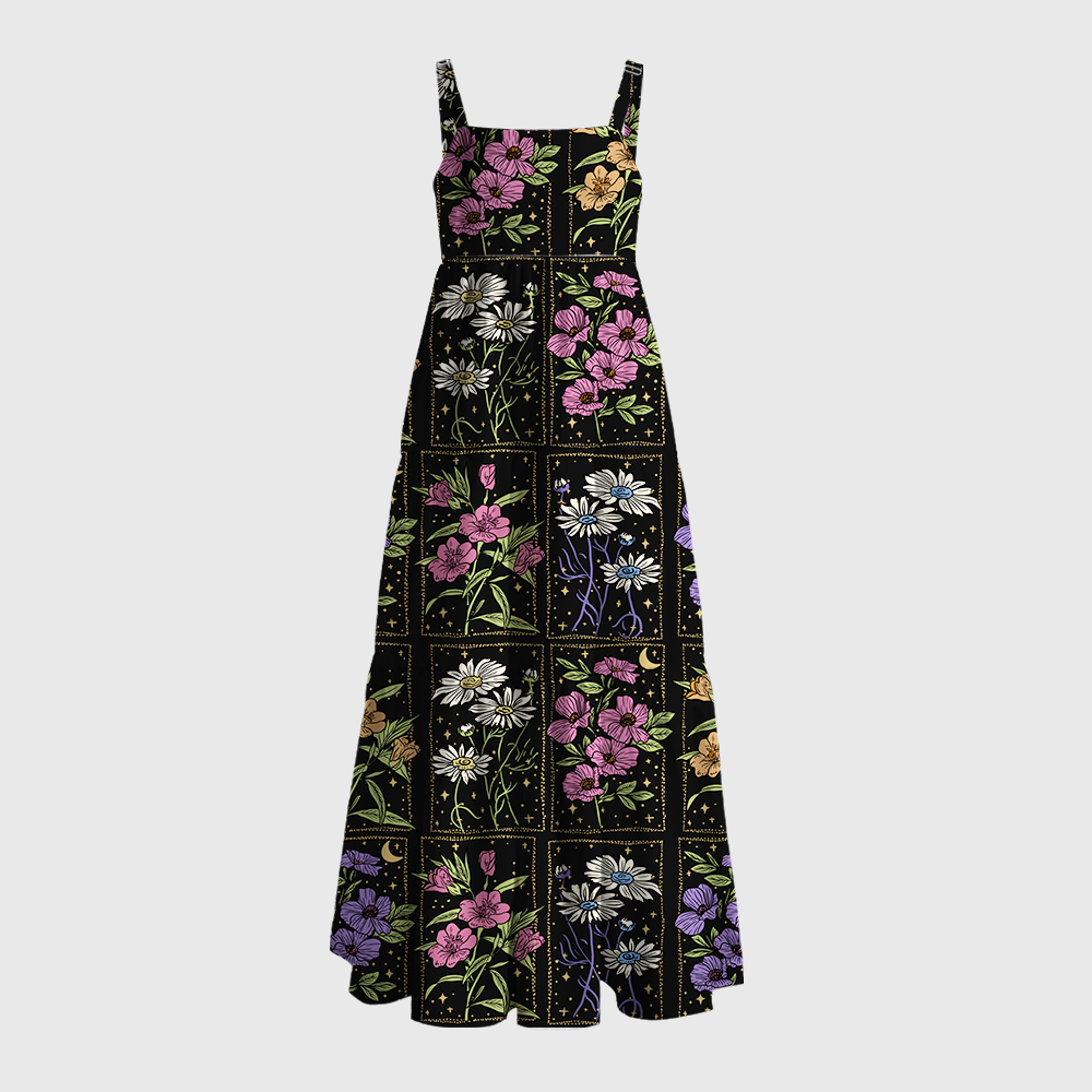 Pagewings Summer Floral Square Neck Maxi Dress