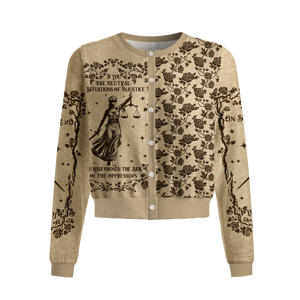 Pagewings Lady Justice Crew Neck Cardigan Sweaters