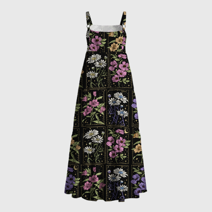 Pagewings Summer Floral Square Neck Maxi Dress