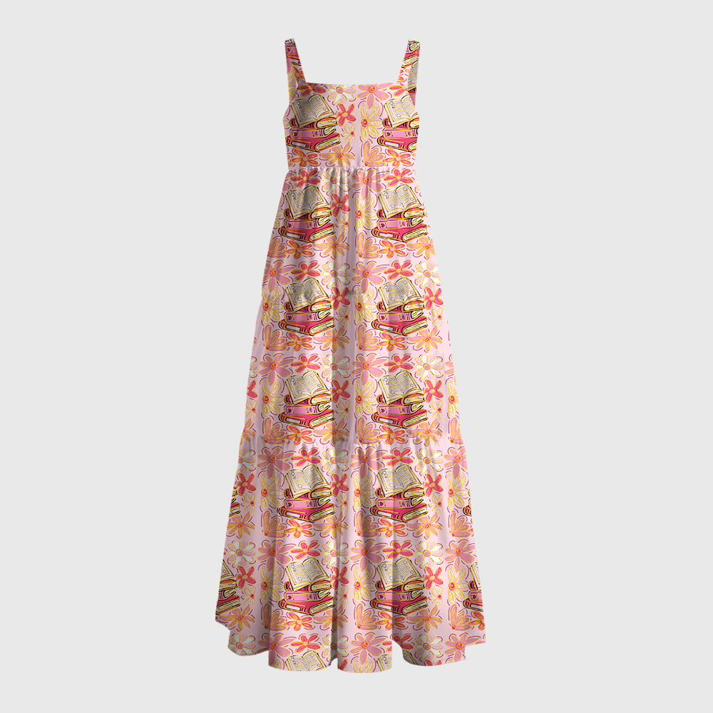 Pagewings Bookshelf Square Neck Bookish Maxi Dress