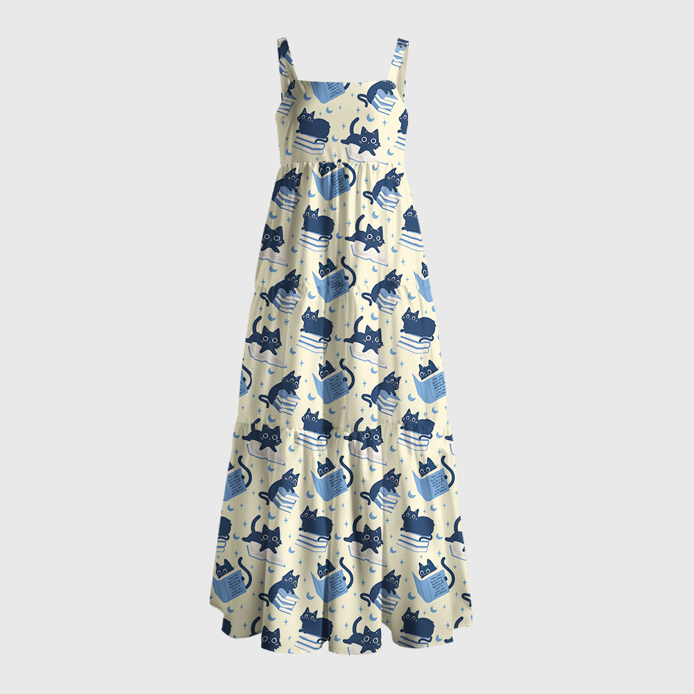 Pagewings Cat Book Nerd Maxi Dress