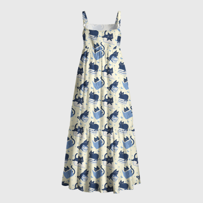 Pagewings Cat Book Nerd Maxi Dress