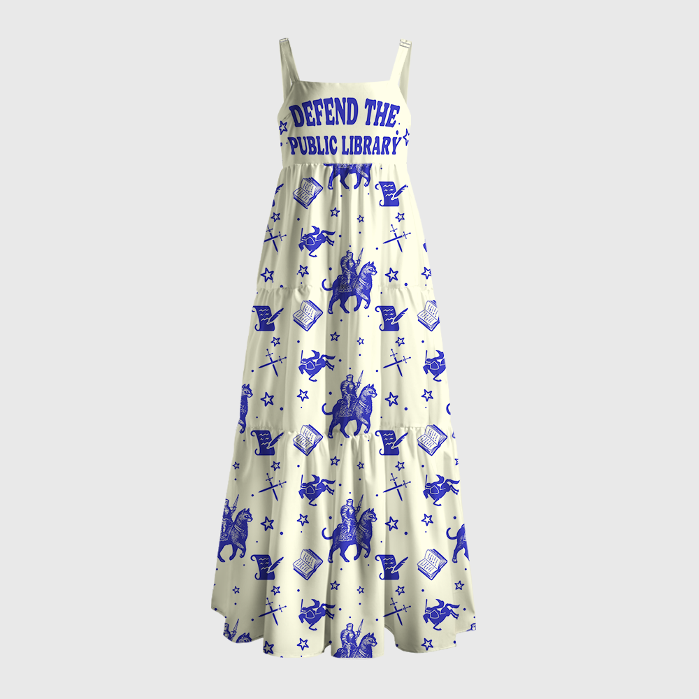 Pagewings Defend The Public Library Knight Book Print  Maxi Dress