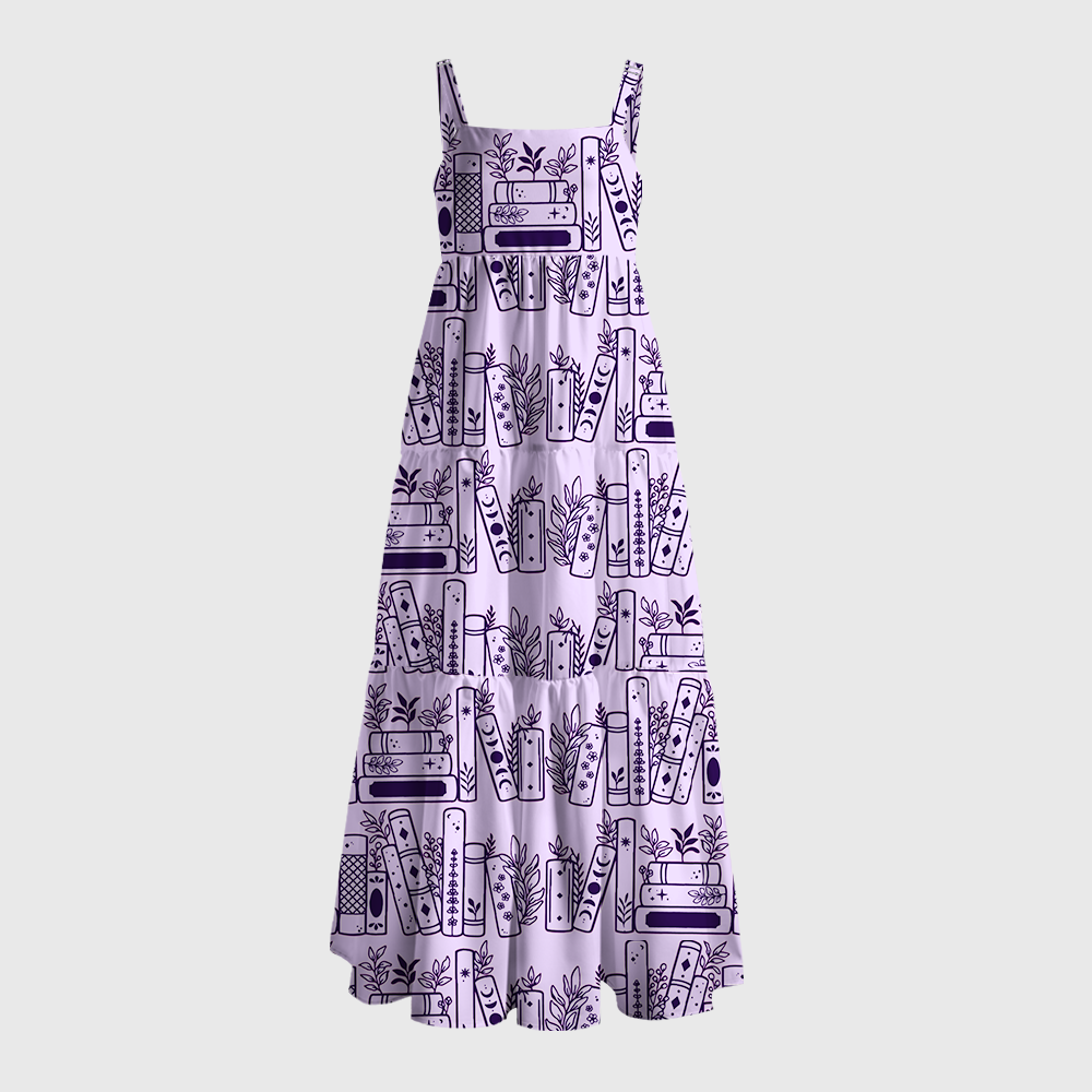 Pagewings Minimalist Book Stack Print Maxi Dress