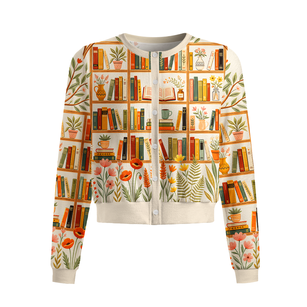 Pagewings Bookish Vibe Chapter Crew Neck Cardigan Sweaters