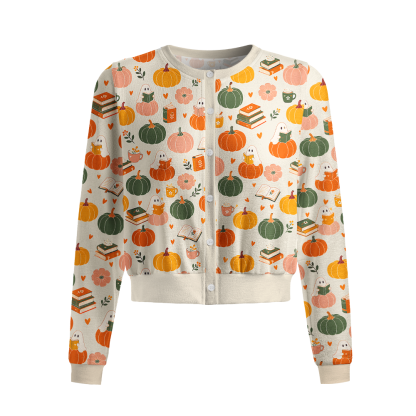 Pagewings Ghosts Love Reading Crew Neck Cardigan Sweaters