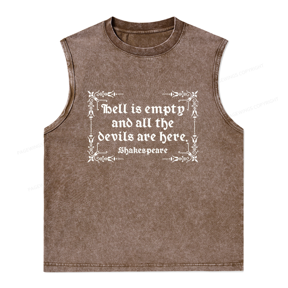 Pagewings Hell Is Empty Unisex Washed Tank Top