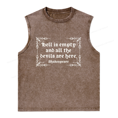 Pagewings Hell Is Empty Unisex Washed Tank Top