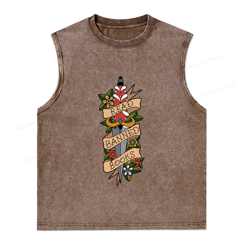 Pagewings Banned Books Unisex Washed Tank Top