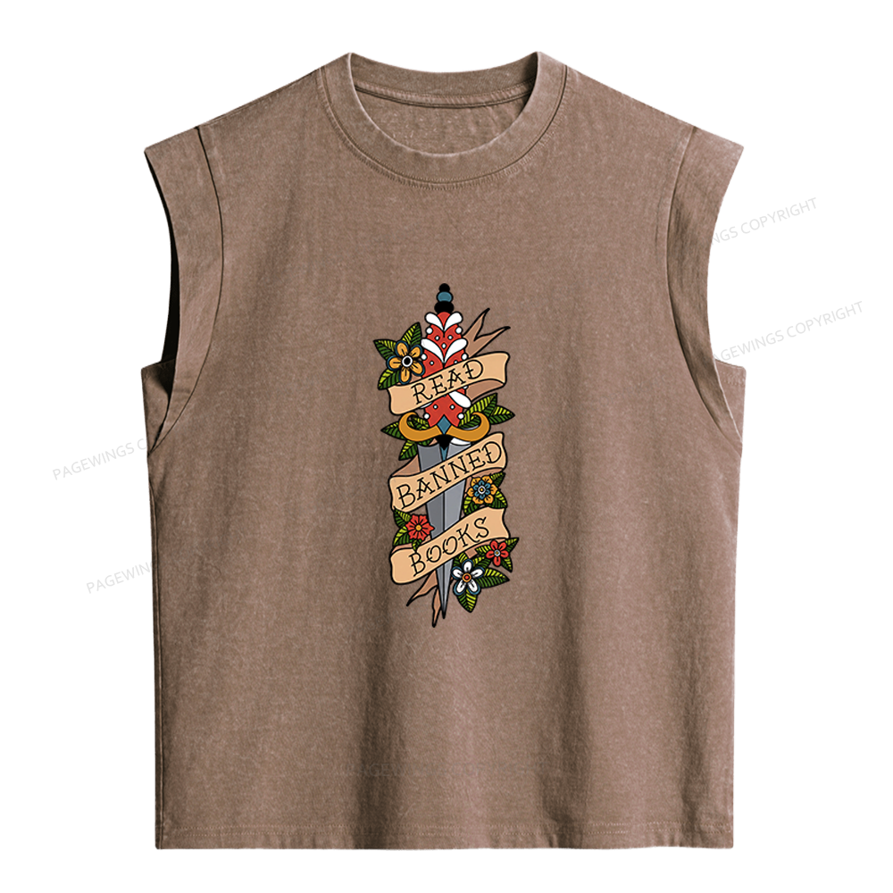 Pagewings Banned Books Women's Washed Tank Top