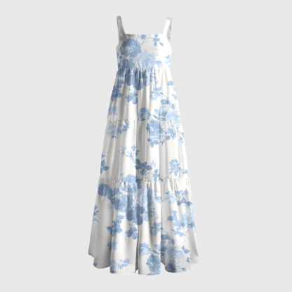 Pagewings Square Neck Summer Floral  Maxi Dress