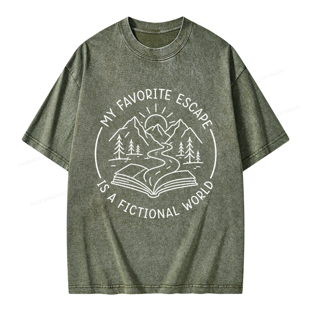 Pagewings My Favorite Escape Is A Fictional World Unisex Washed T-shirt