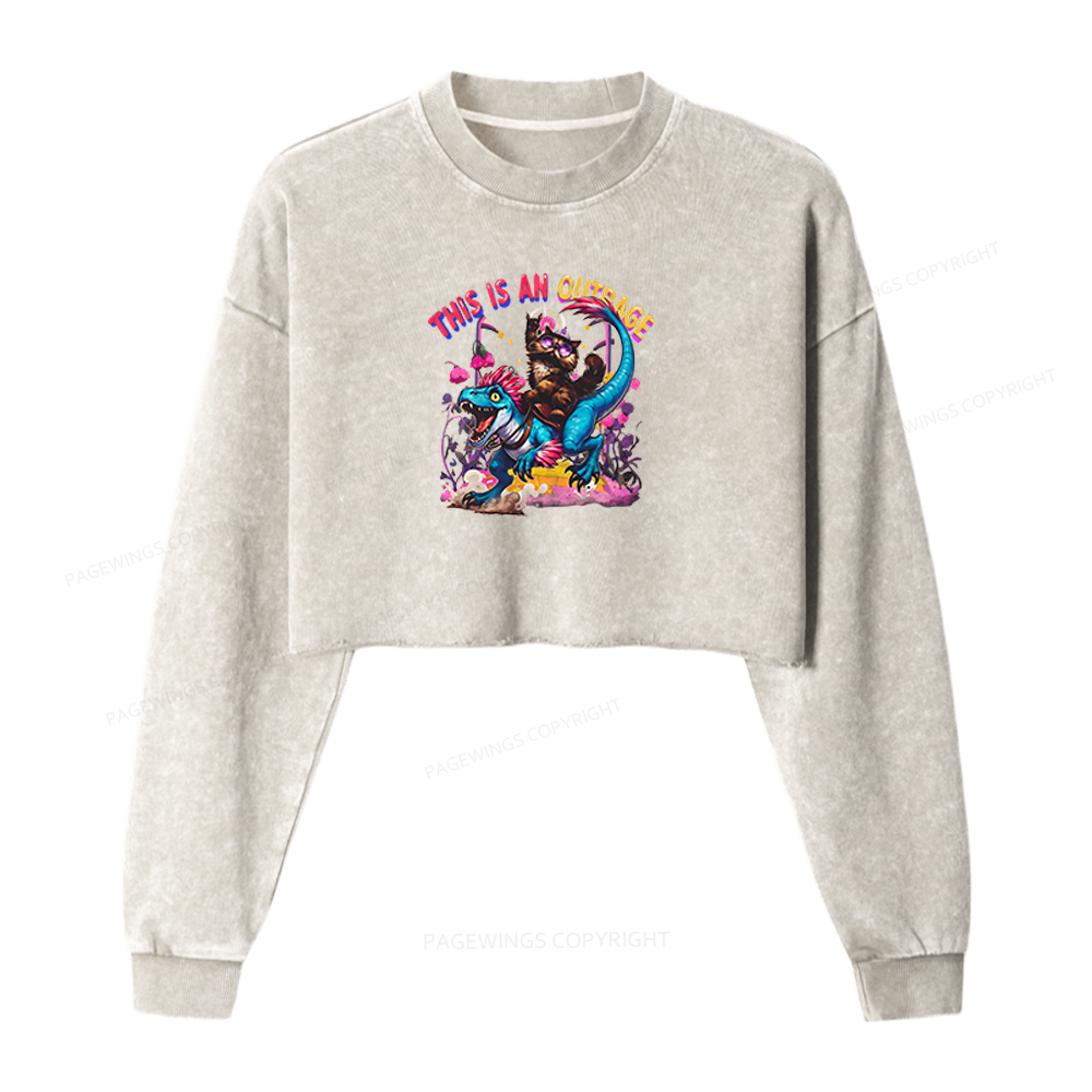 Pagewings This Is An Outrage Washed Crop Sweatshirt