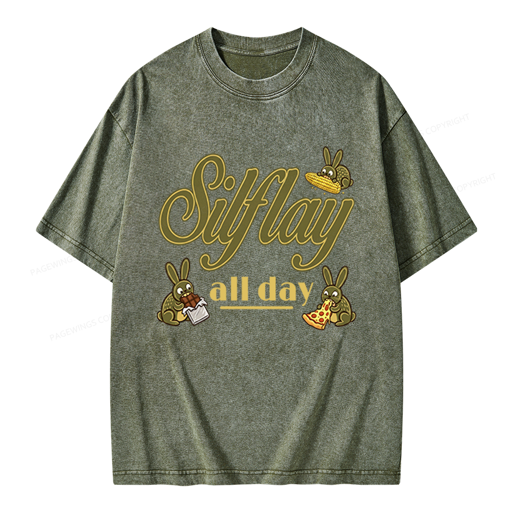 Pagewings Silflay All Day Unisex Washed T-shirt