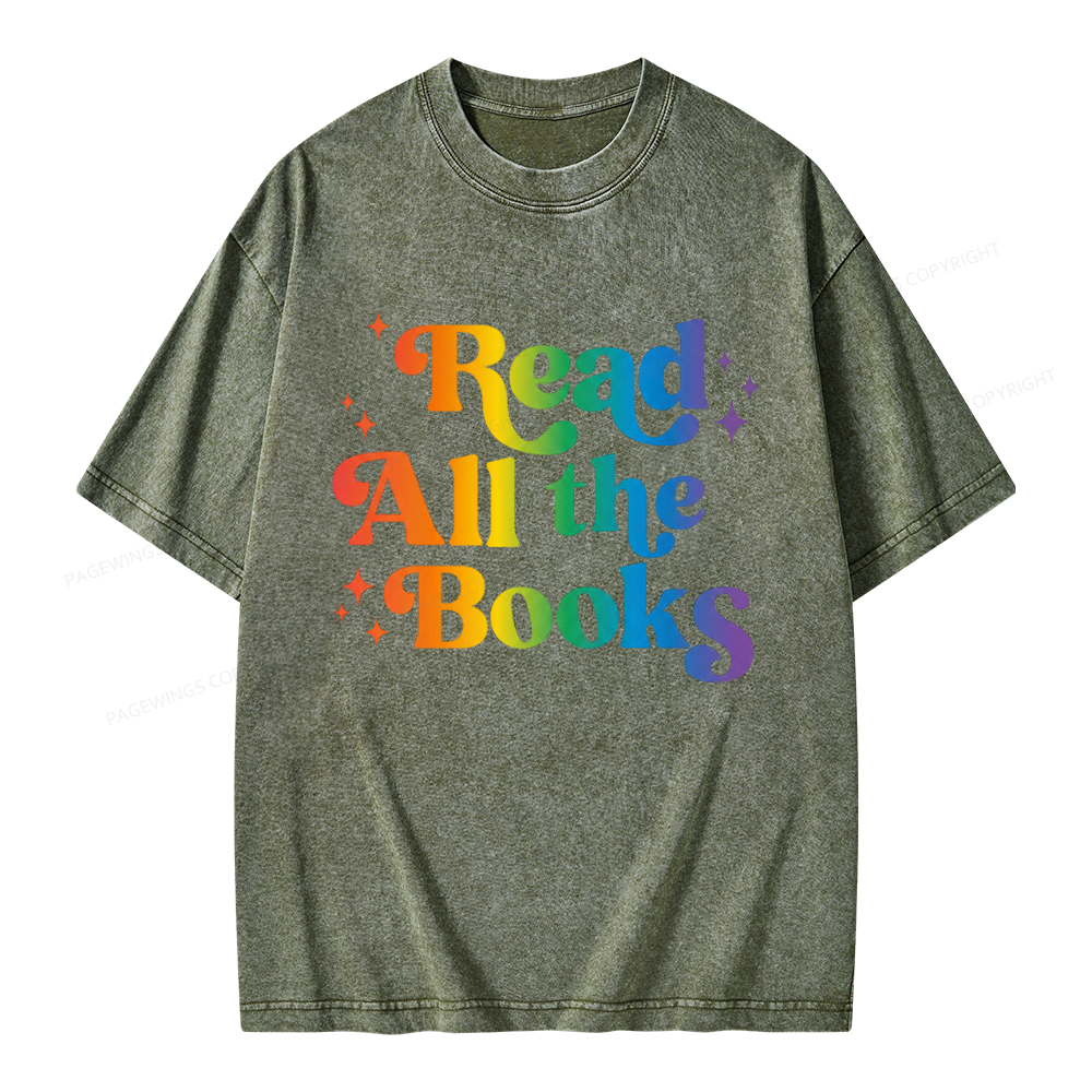 Pagewings Read All the Books Unisex Washed T-shirt