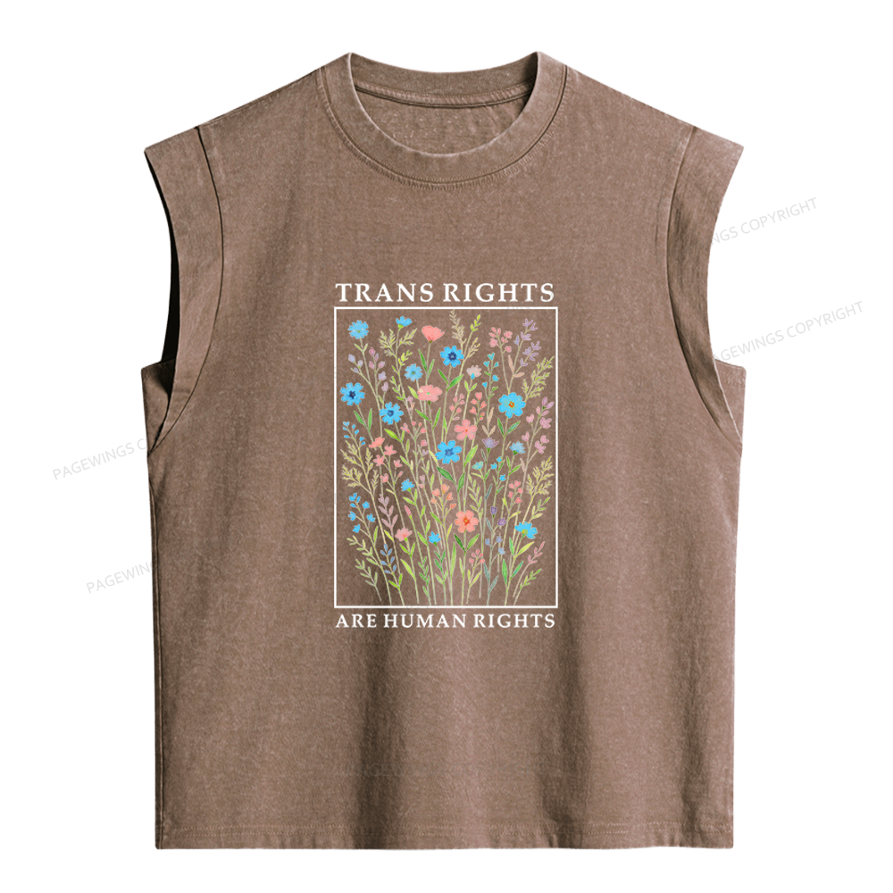 Pagewings Trans Rights Are Human Rights Women's Washed Tank Top