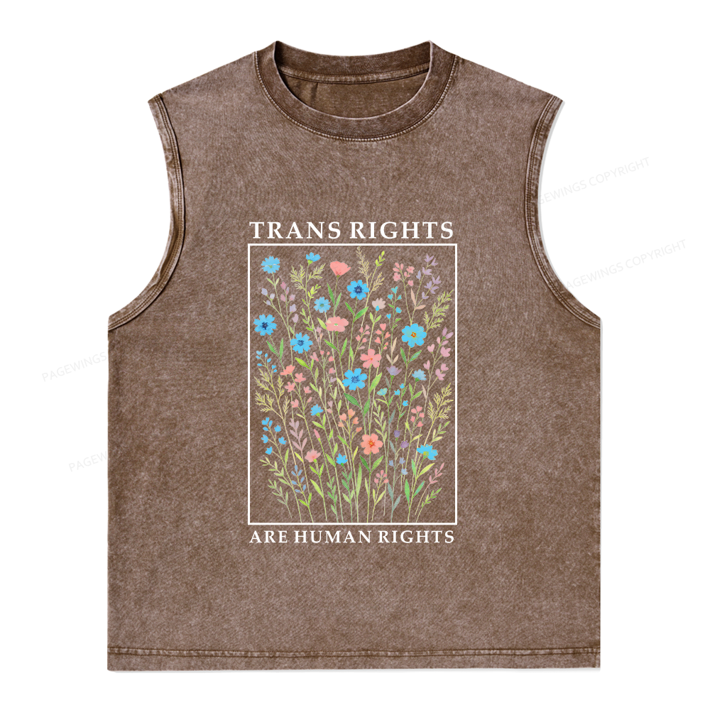 Pagewings Trans Rights Are Human Rights Unisex Washed Tank Top