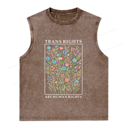 Pagewings Trans Rights Are Human Rights Unisex Washed Tank Top