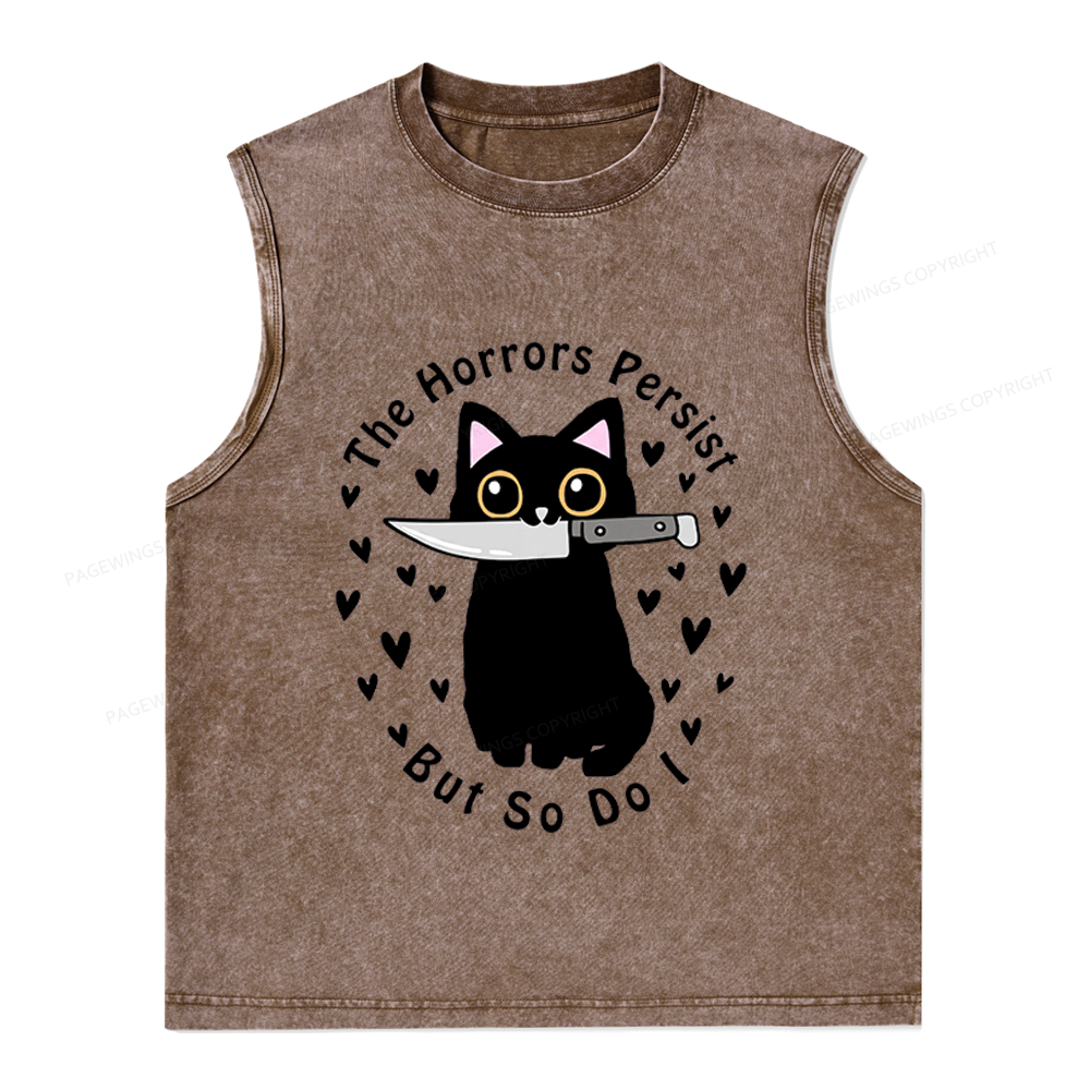 Pagewings The Horrors Persist But So Do I Unisex Washed Tank Top