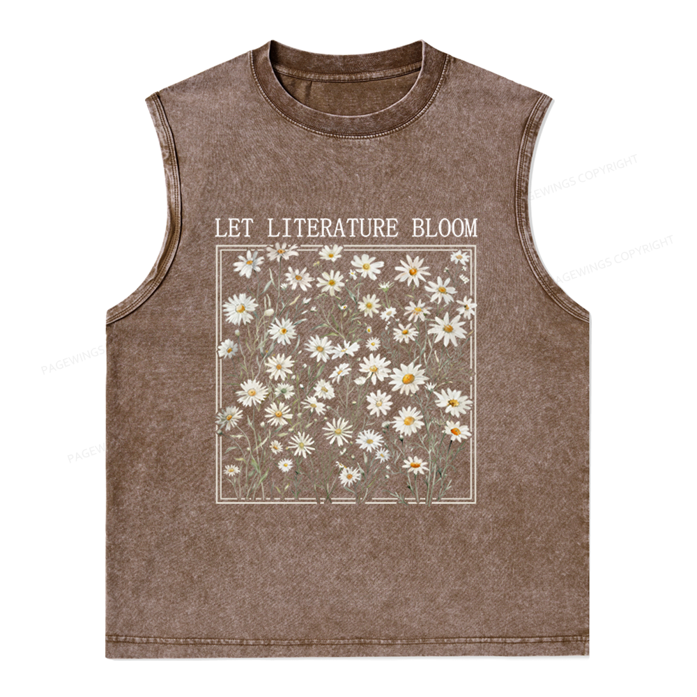 Pagewings Let Literature Bloom Unisex Washed Tank Top