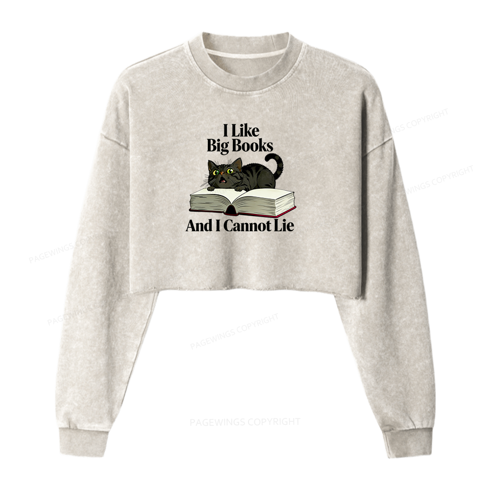 Pagewings I Like Big Books And I Cannot Lie Washed Crop Sweatshirt