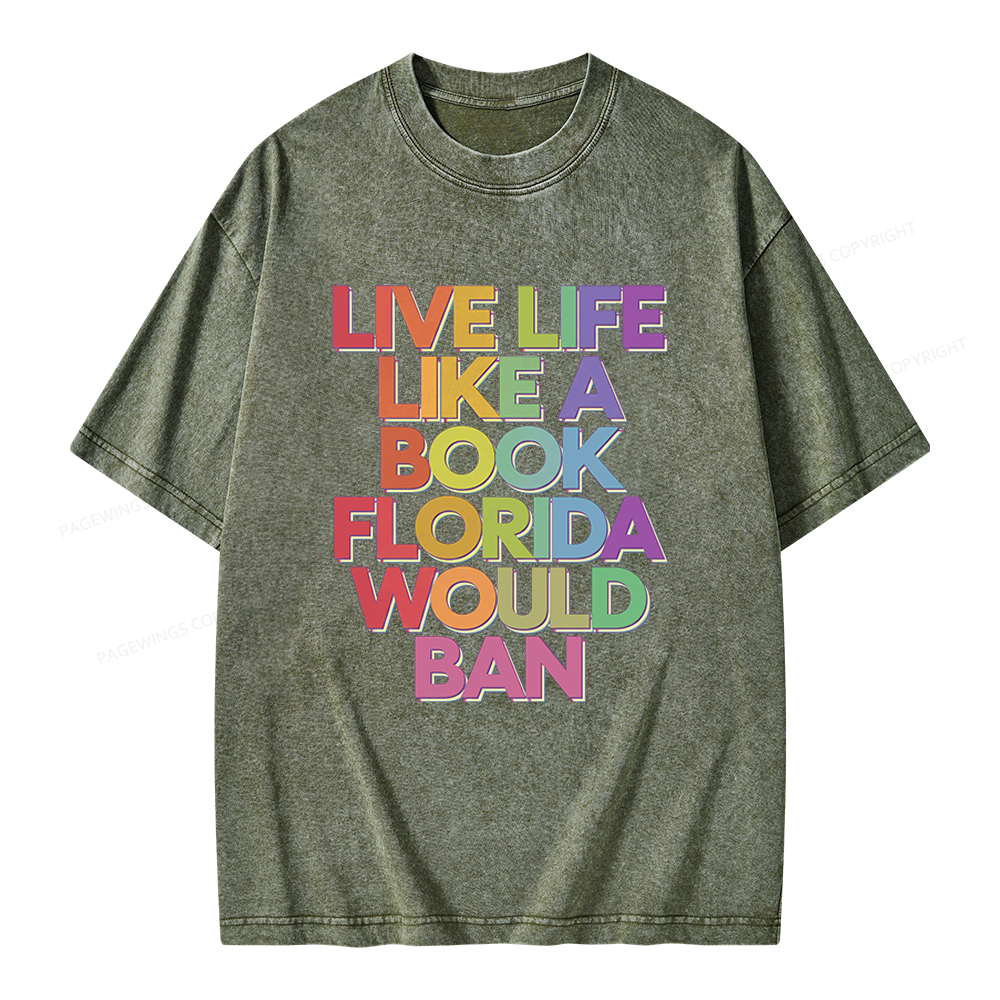 Pagewings Live Life Like A Book Unisex Washed T-shirt