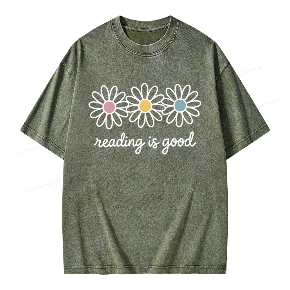 Pagewings Reading Is Good Unisex Washed T-shirt