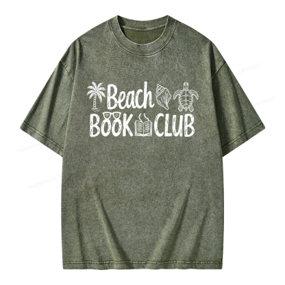 Pagewings Beach Book Club Unisex Washed T-shirt