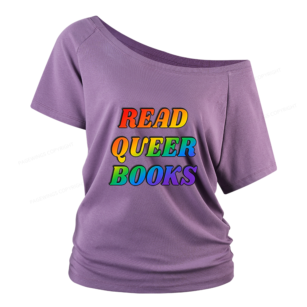 Pagewings Queer Books Women Off Shoulder T-shirts