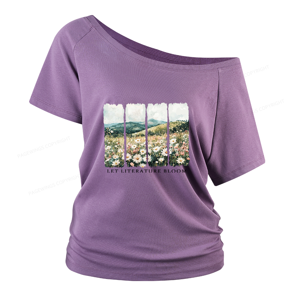 Pagewings Let Literature Bloom Women Off Shoulder T-shirts