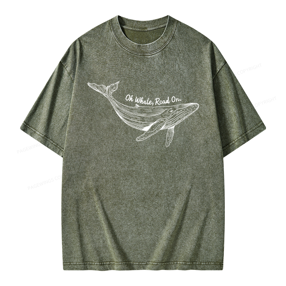 Pagewings Oh Whale Read On Unisex Washed T-shirt
