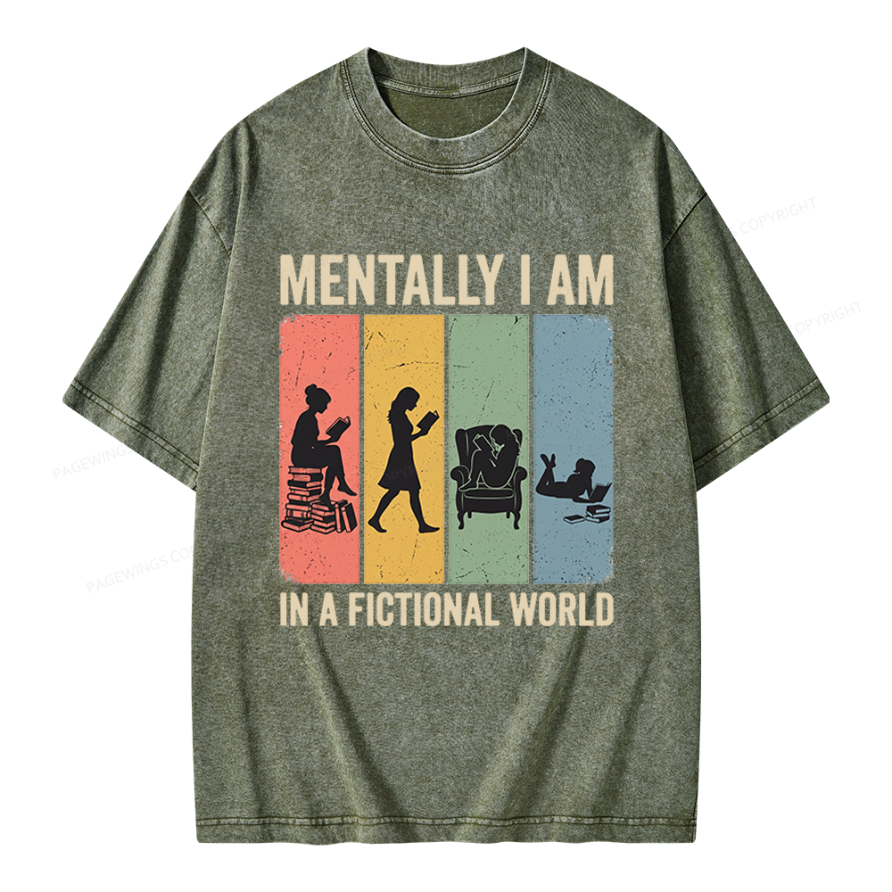 Pagewings Reading In A Fictional World Unisex Washed T-shirt