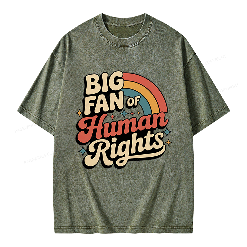 Pagewings Big Fan of Human Rights Unisex Washed T-shirt