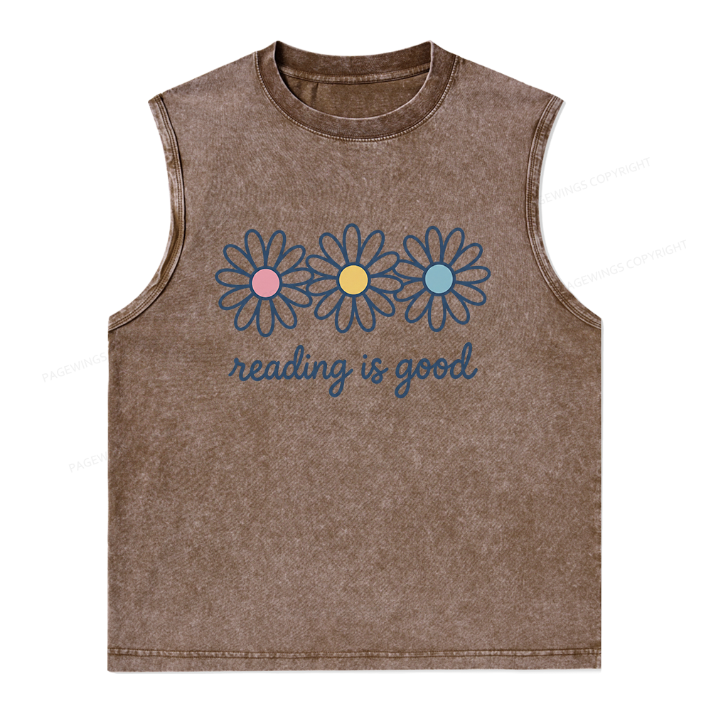 Pagewings Reading Is Good Unisex Washed Tank Top