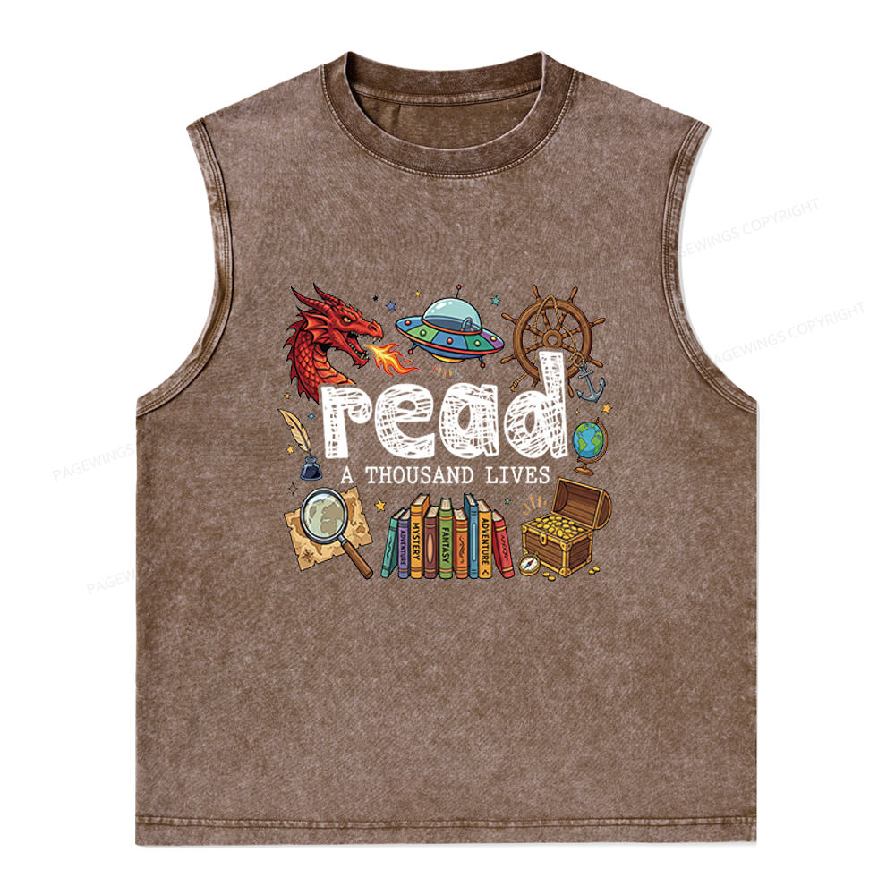 Pagewings Read A Thousand Lives Unisex Washed Tank Top