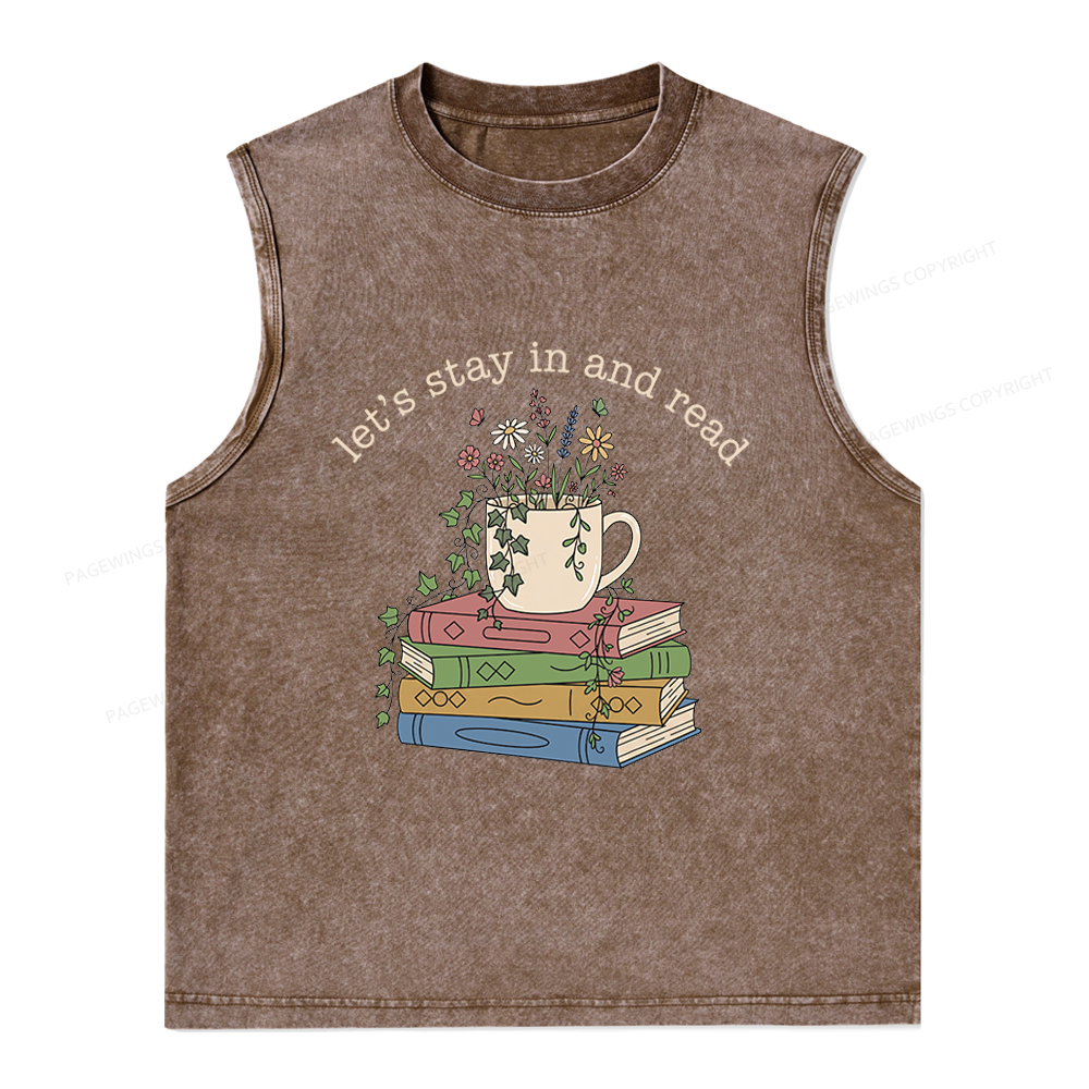 Pagewings Let's Stay In And Read Unisex Washed Tank Top