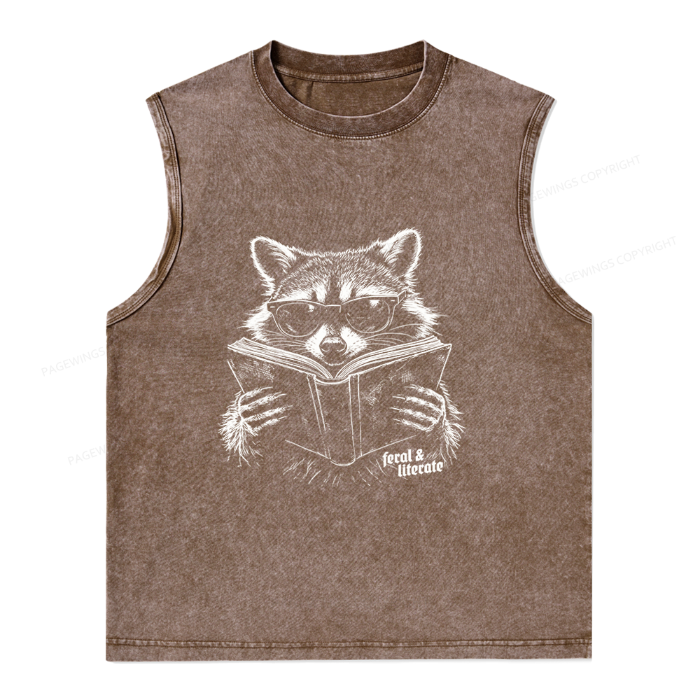 Pagewings Funny Raccoon Unisex Washed Tank Top