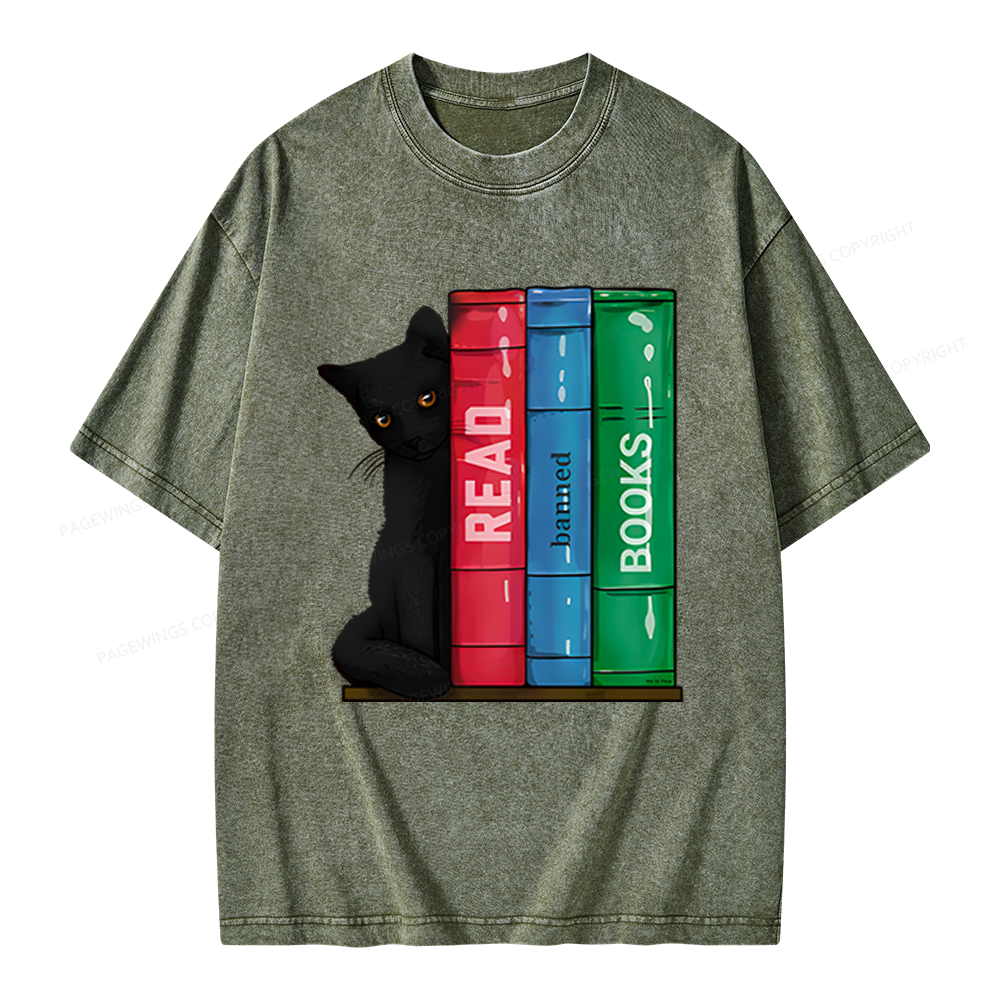 Pagewings Read Banned Books Unisex Washed T-shirt