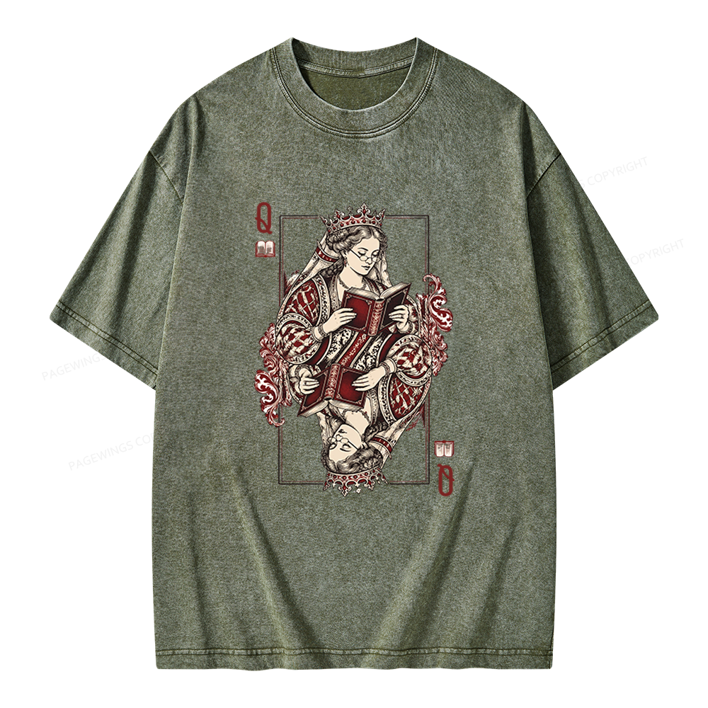 Pagewings Queen of Books Unisex Washed T-shirt
