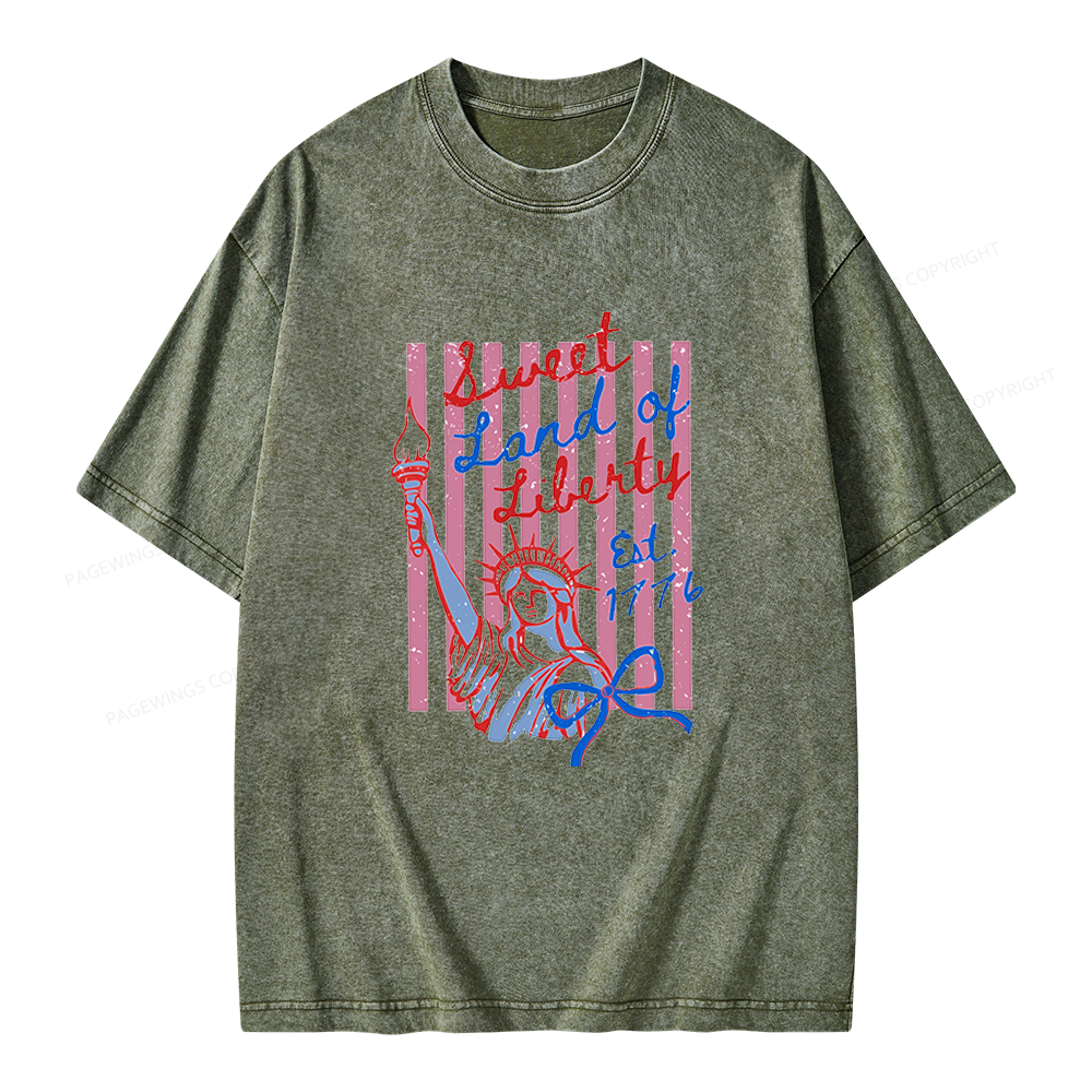 Pagewings Sweet Land of Liberty Unisex Washed T-shirt