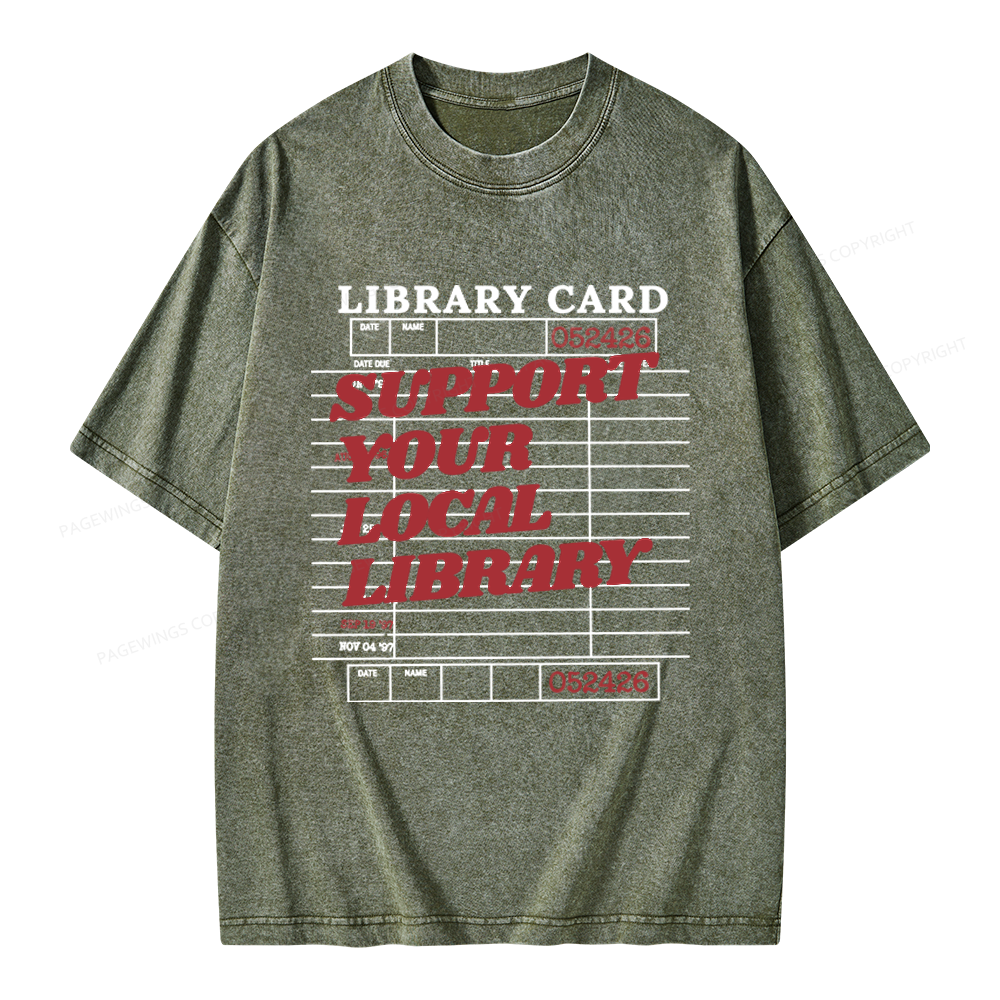 Pagewings Support your Local Library Unisex Washed T-shirt