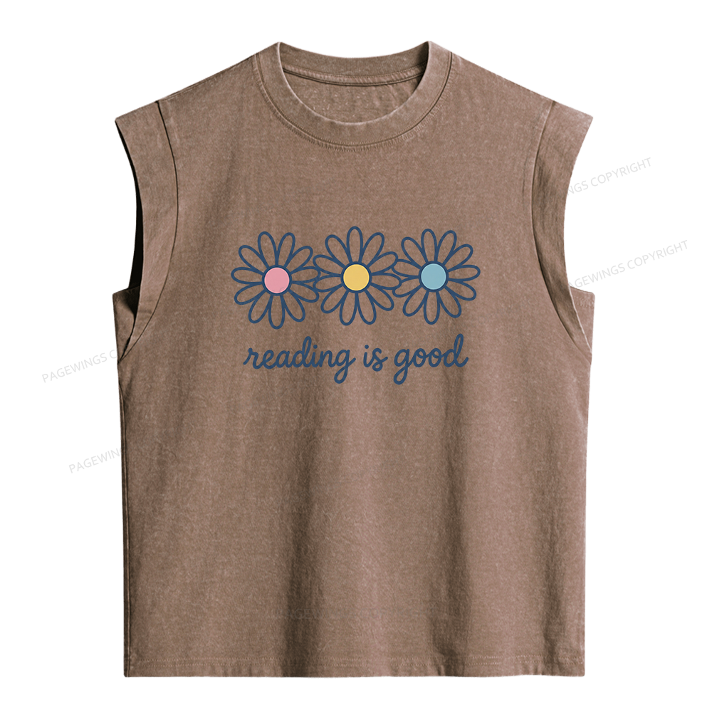 Pagewings Reading Is Good Women's Washed Tank Top