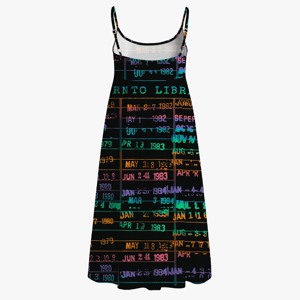 Pagewings Library Card Printed Spaghetti Strap Midi Sundress