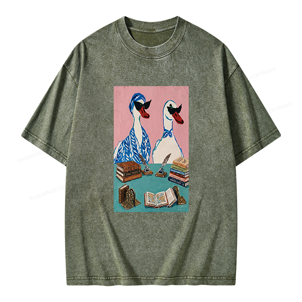 Pagewings Duck Book Club Unisex Washed T-shirt