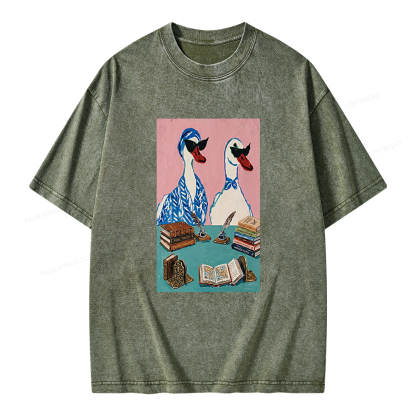 Pagewings Duck Book Club Unisex Washed T-shirt