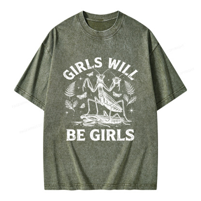 Pagewings Girls Will Be Girls Unisex Washed T-shirt