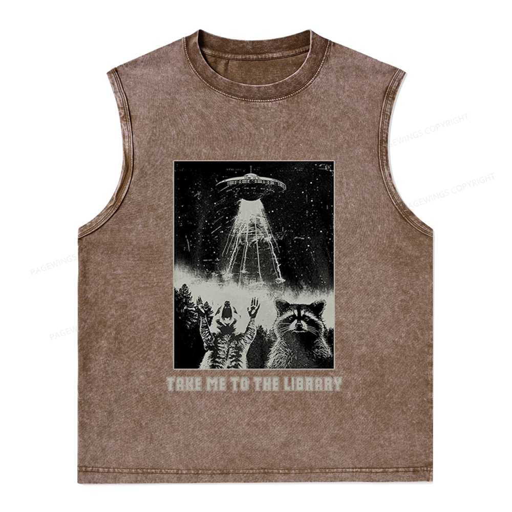 Pagewings Take Me To The Library Unisex Washed Tank Top