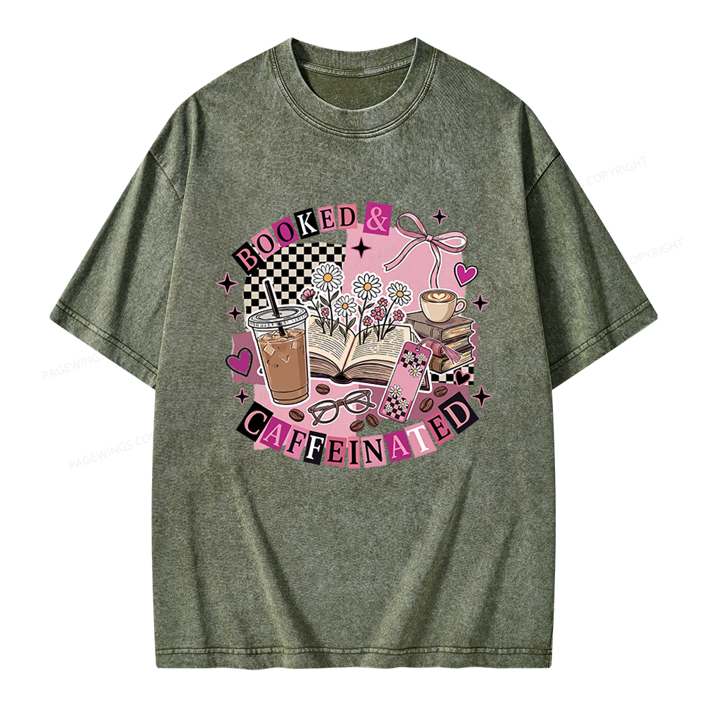 Pagewings Bookish Coffee Lover Unisex Washed T-shirt