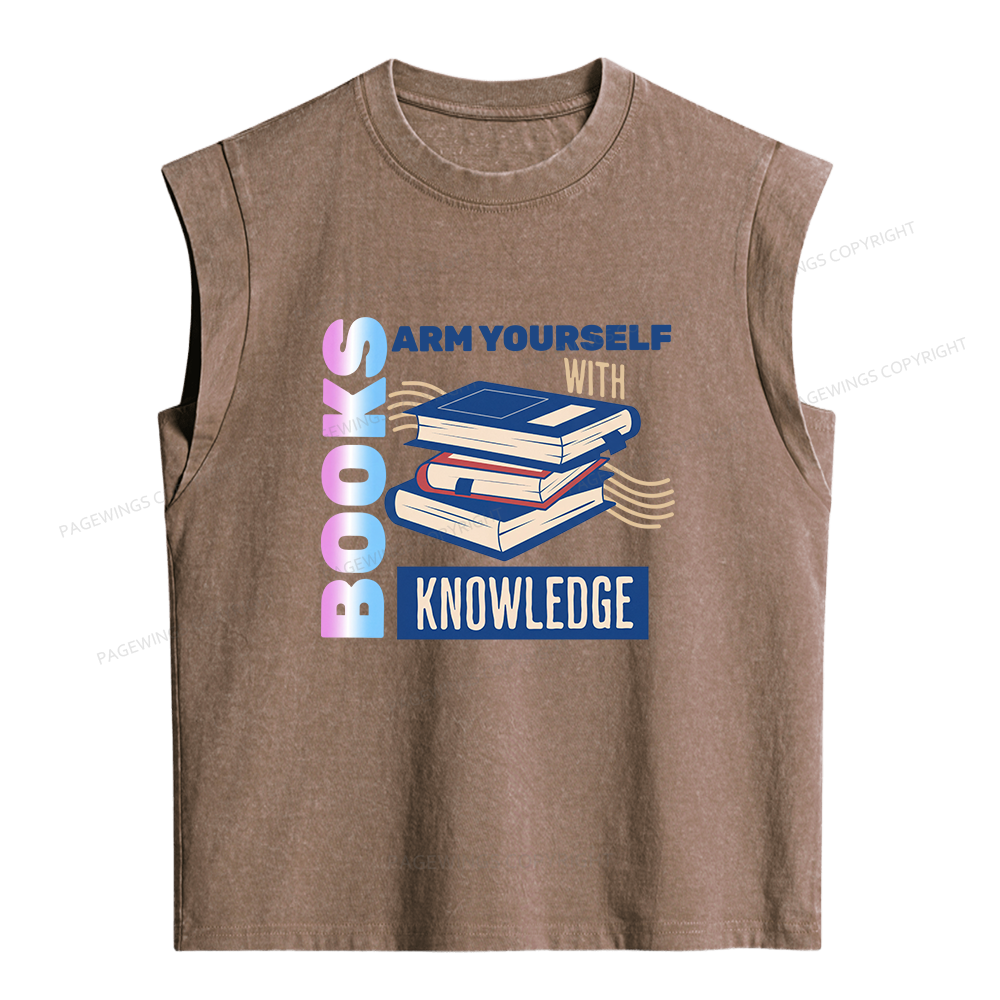 Pagewings Arm Yourself With Knowledge Women's Washed Tank Top