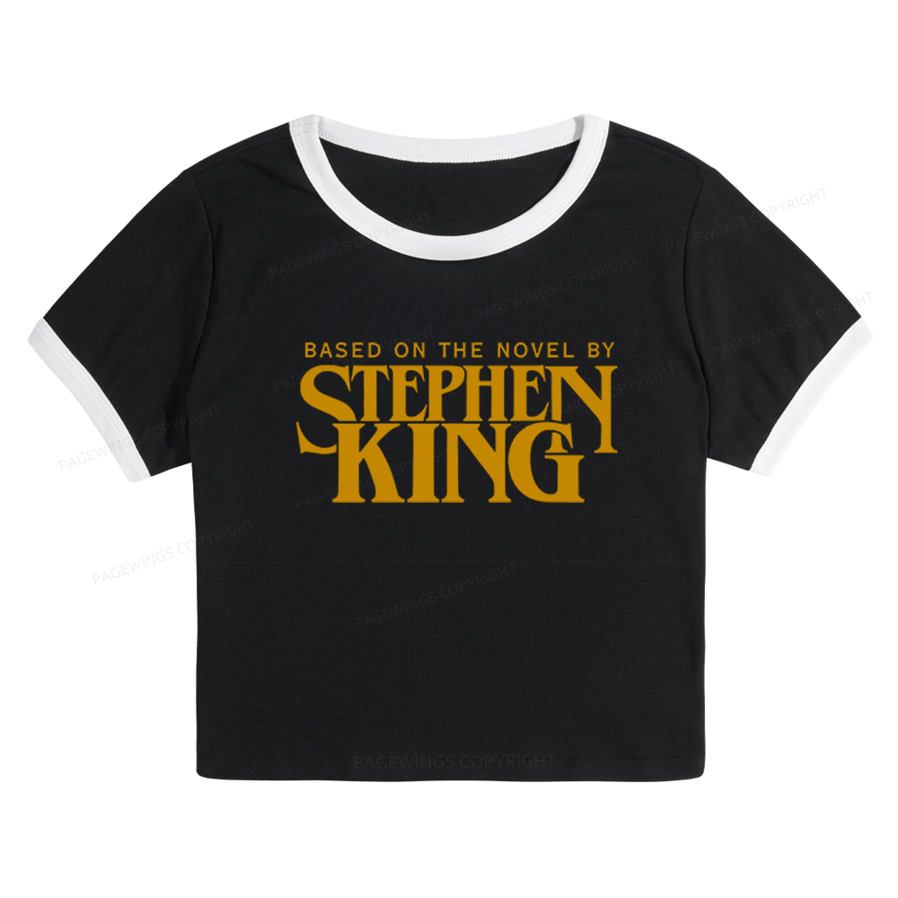 Pagewings Based On A Novel By Horror Writer Baby Tee Cropped Ringer T-Shirt 